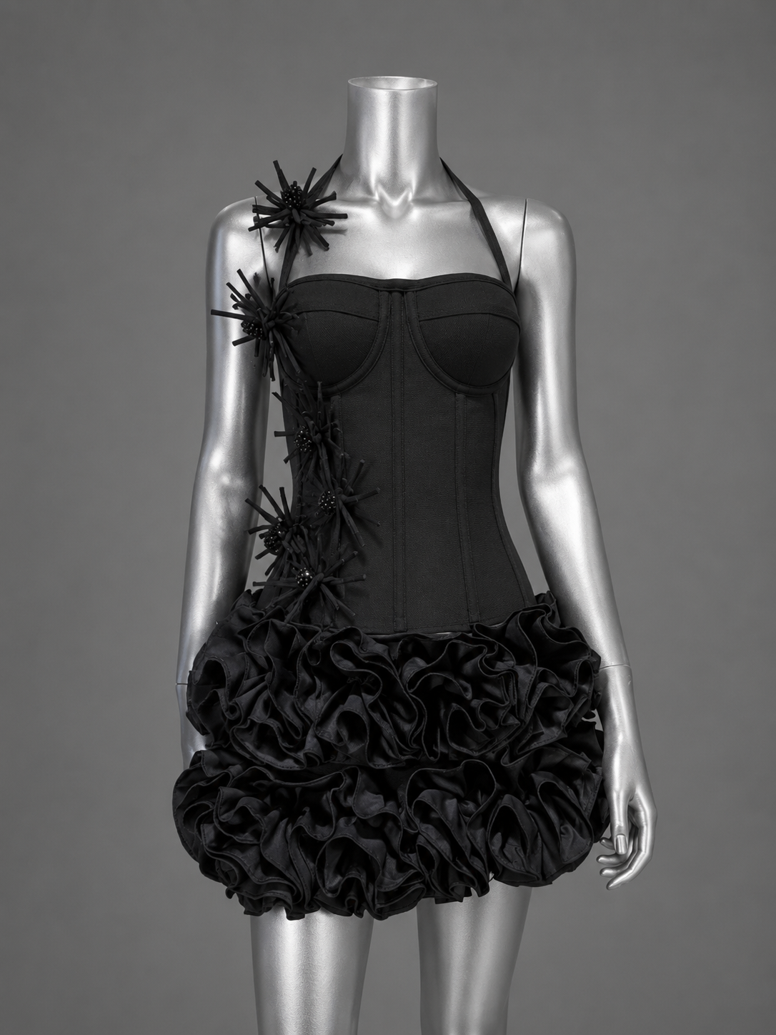 Pre-Order 3D Floral Mini Skirt Set – Celebrity Inspired Stage & Nightclub Outfit