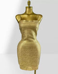 Pre-Order Gold-Plated Bandage Bodycon Dress – Sexy Deep V Spaghetti Strap Party & Clubwear Mini Dress