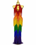 Pre-Order Rainbow Tassel Luxury Maxi Dress | Stage & Party Glamour ✨🌈