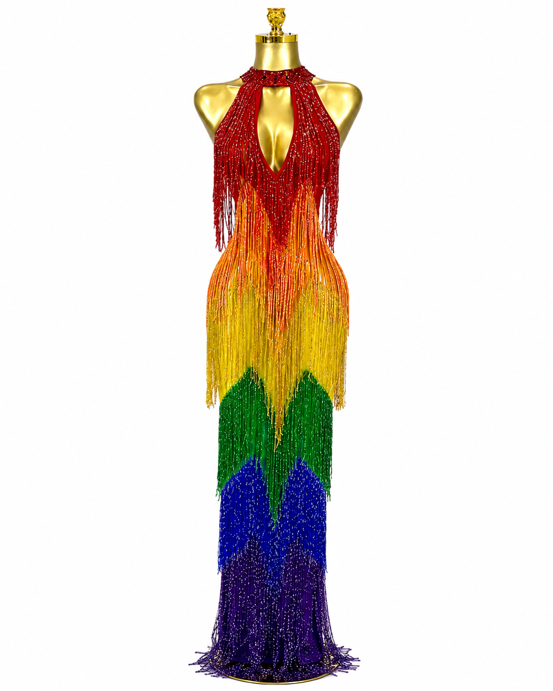Pre-Order Rainbow Tassel Luxury Maxi Dress | Stage & Party Glamour ✨🌈