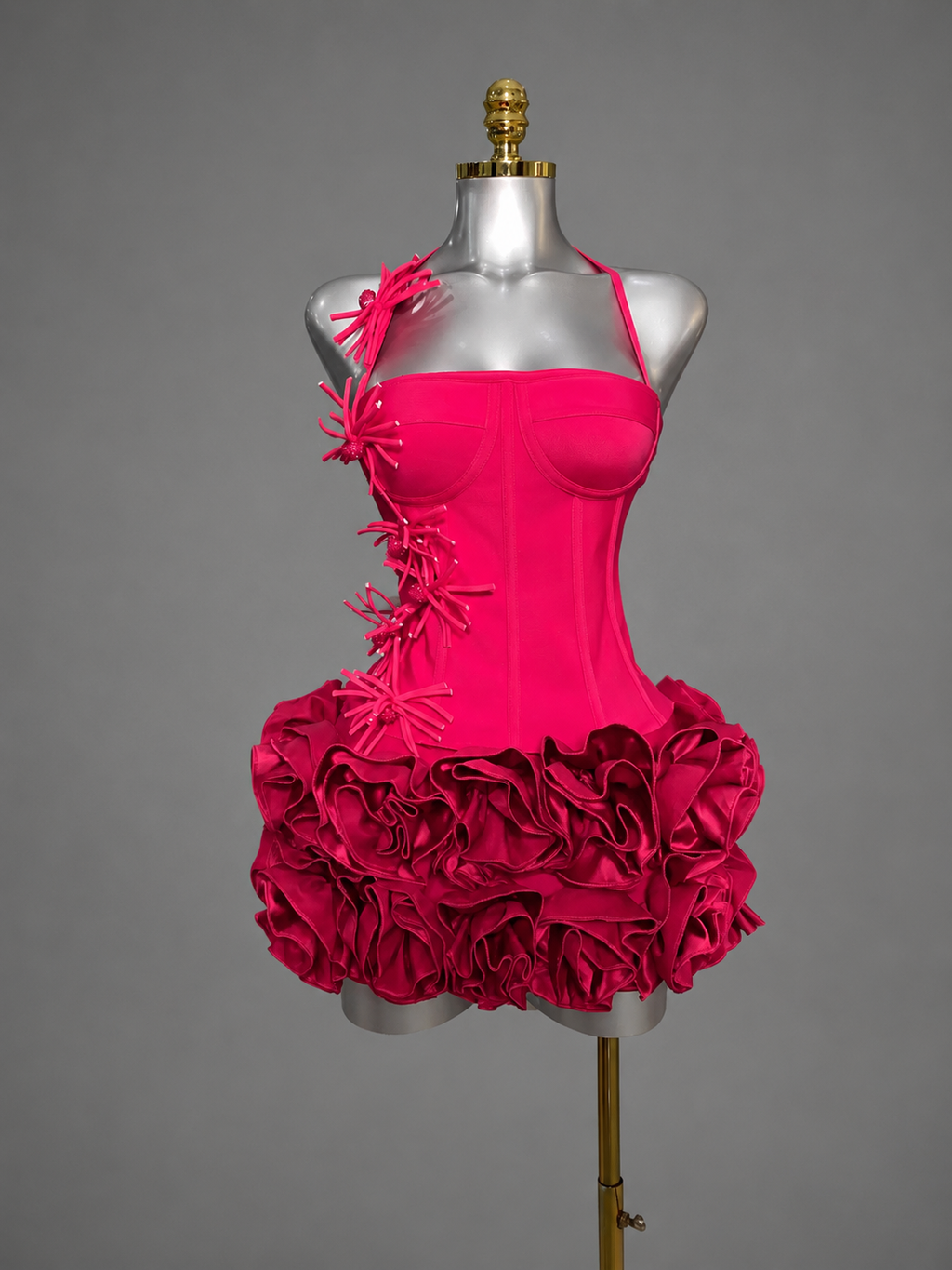 Pre-Order 3D Floral Mini Skirt Set – Celebrity Inspired Stage & Nightclub Outfit
