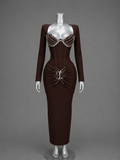 Pre-Order Studded Bandage Long Sleeve Maxi Dress –  Party & Birthday Gown ✨