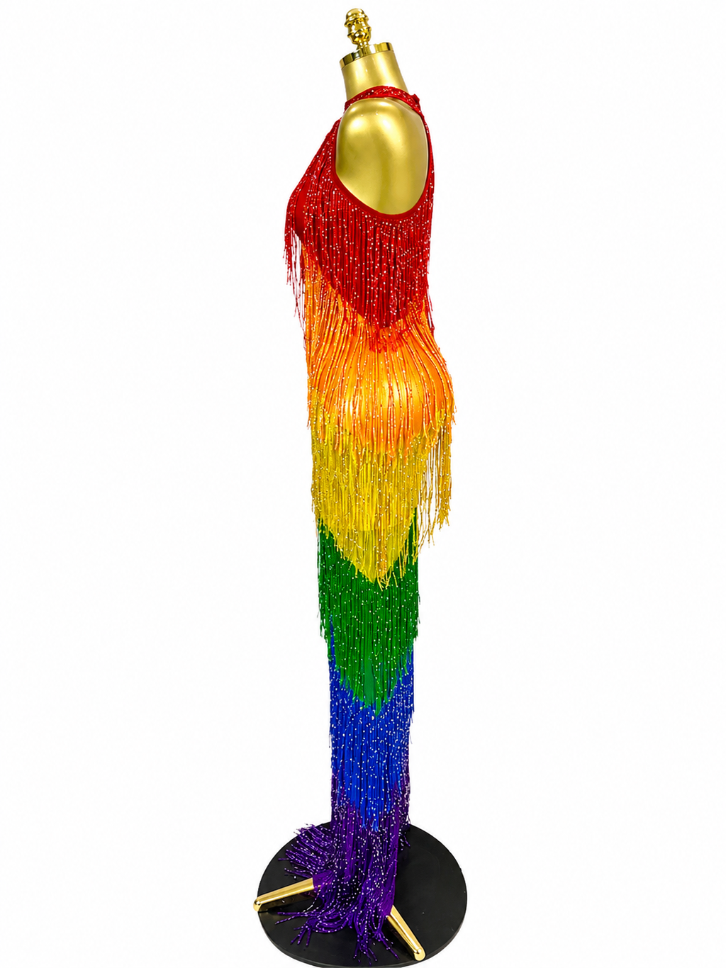 Pre-Order Rainbow Tassel Luxury Maxi Dress | Stage & Party Glamour ✨🌈