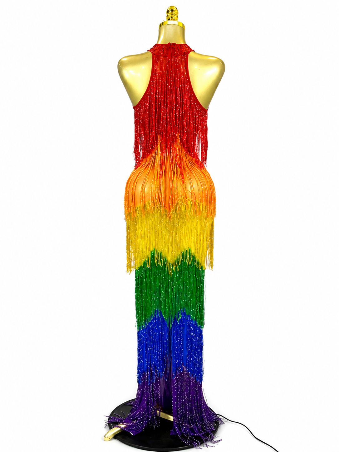 Pre-Order Rainbow Tassel Luxury Maxi Dress | Stage & Party Glamour ✨🌈