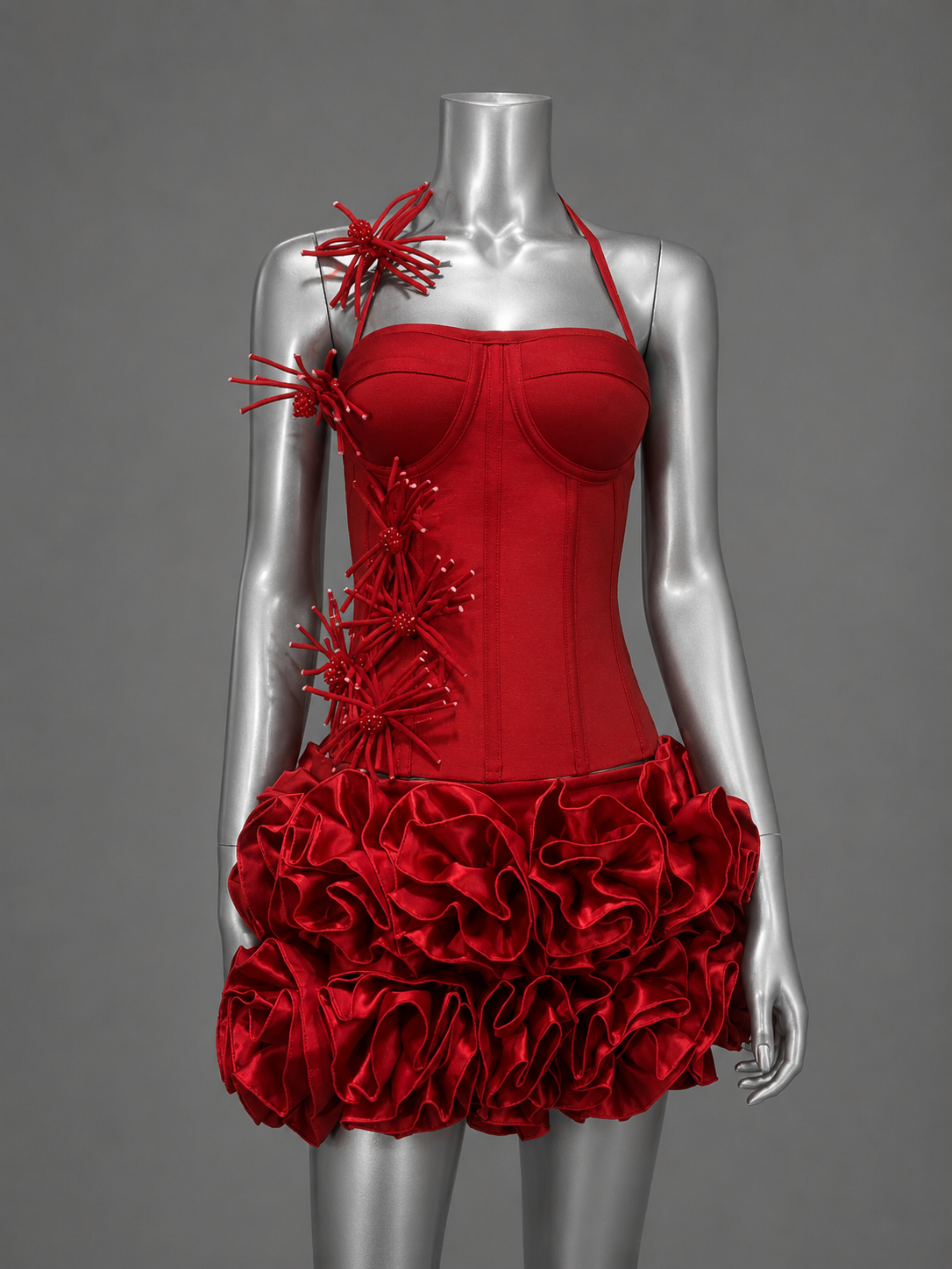 Pre-Order 3D Floral Mini Skirt Set – Celebrity Inspired Stage & Nightclub Outfit